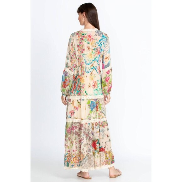 $445 NWOT Johnny Was MILANA Lace Trim FLORAL Maxi Dress Women Size S Long Sleeve - Picture 2 of 16